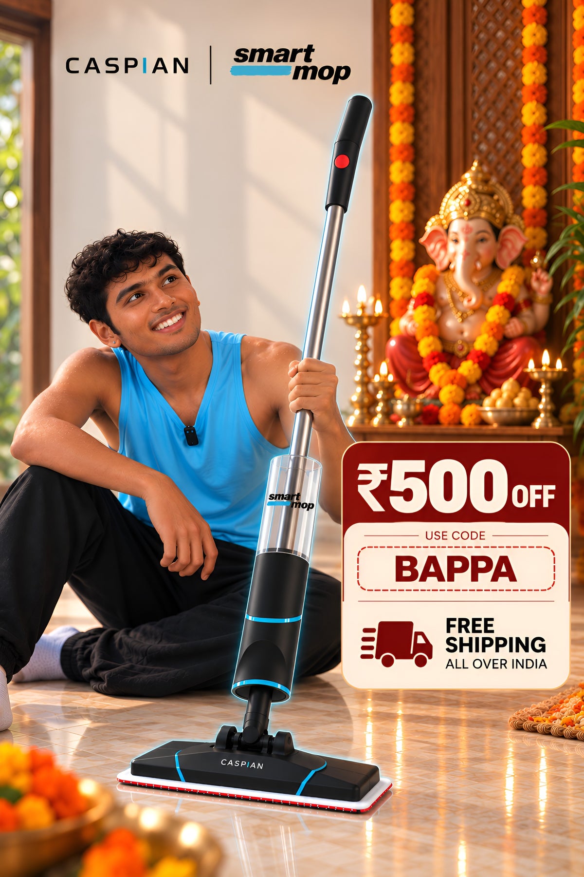 Sale: flat Rs. 500 off the Caspian Smart Mop with code BAPPA