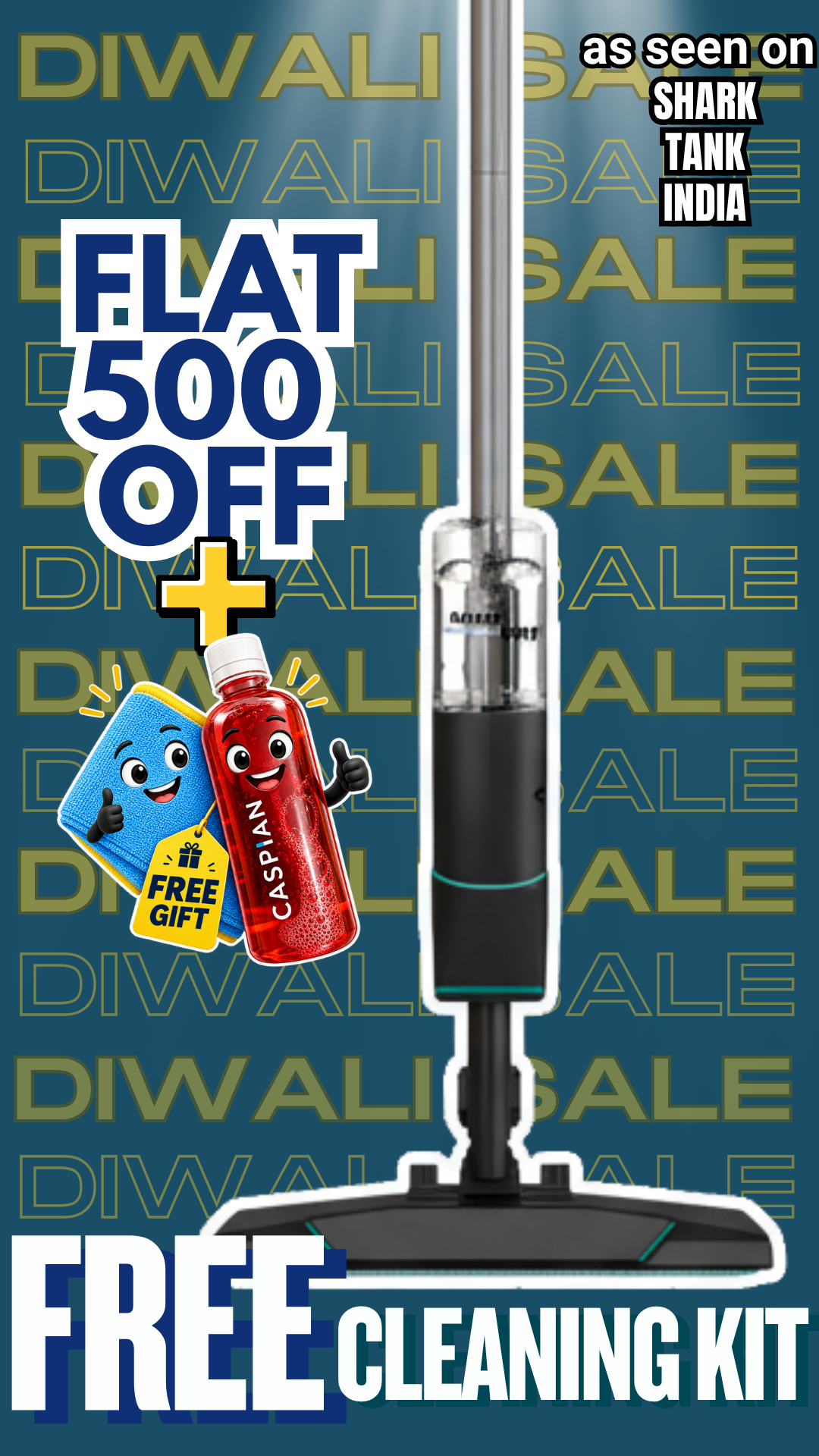 Sale: flat Rs. 500 off the Caspian Smart Mop with code DIWALI