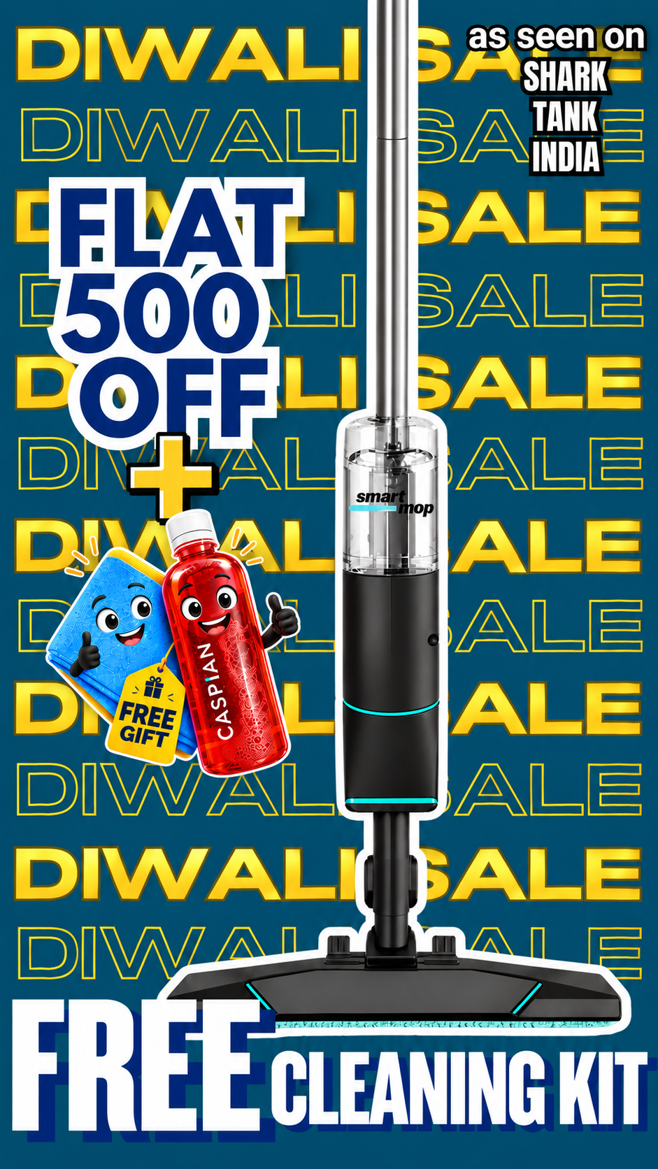 Sale: flat Rs. 500 off the Caspian Smart Mop with code DIWALI